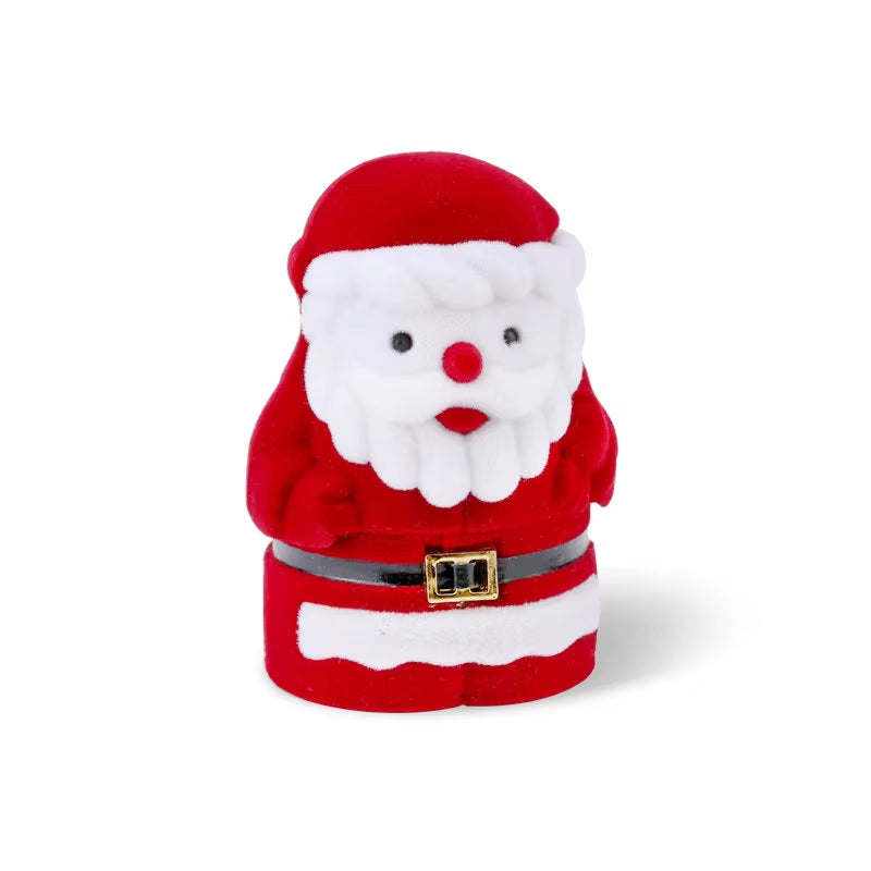 1 Piece Snowman Velvet Jewelry Box Santa Claus Ring Box Jewelry Container for Earrings Display Christmas Gift Box Holder