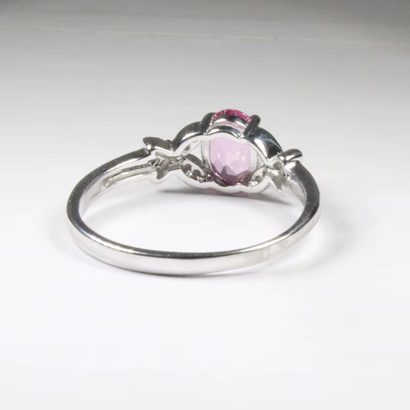 Colife Jewelry Fashion Silver Topaz Ring for Young Girl 5*7Mm Natural Pink Topaz Silver Ring 925 Silver Topaz Jewelry