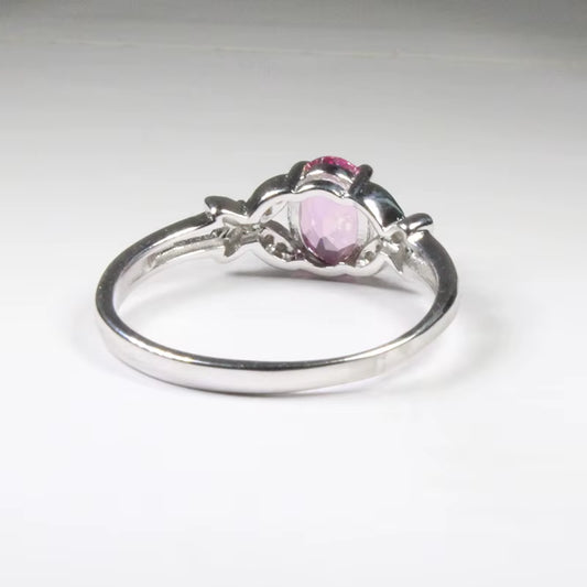 Colife Jewelry Fashion Silver Topaz Ring for Young Girl 5*7Mm Natural Pink Topaz Silver Ring 925 Silver Topaz Jewelry