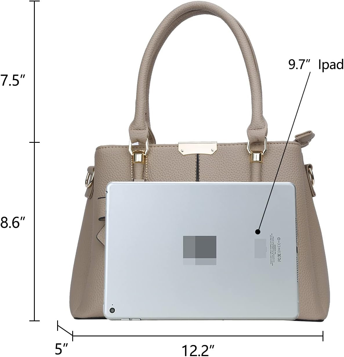 Women's Top Handle Satchel with Three Zippered Compartments - Versatile Handbags and Shoulder Bags