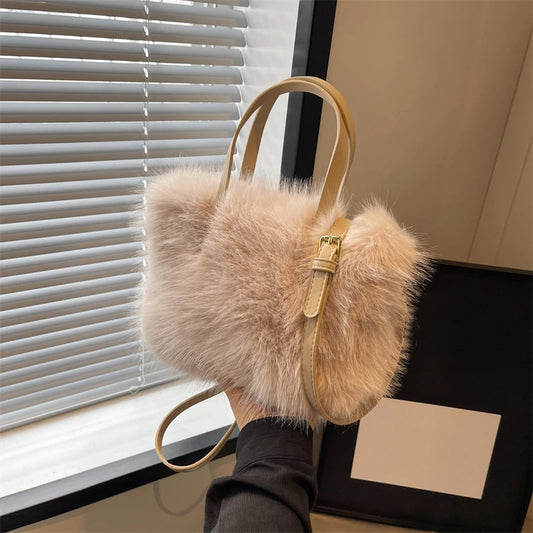 Solid Zipper Women'S Shoulder Bags Ladies Bags on Sale 2024 High Quality Winter Milk Cotton Women'S Handbags Fashion Soft Bolsos