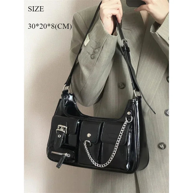 Richme Punk Bolso Mujer Fashion 2025 Trend New Design Chains Crossbody Shoulder Bags Harajuku Y2K PU Individuality Ladies Bags