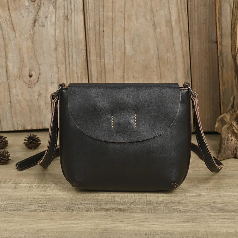 Retro Genuine Leather Women Bag Ladies Bags 2025 New Simple First Layer Cowhide Female Shoulder & Crossbody Bags