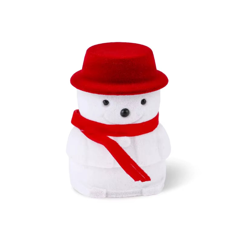 1 Piece Snowman Velvet Jewelry Box Santa Claus Ring Box Jewelry Container for Earrings Display Christmas Gift Box Holder
