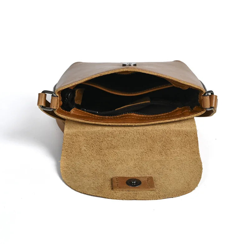Retro Genuine Leather Women Bag Ladies Bags 2025 New Simple First Layer Cowhide Female Shoulder & Crossbody Bags