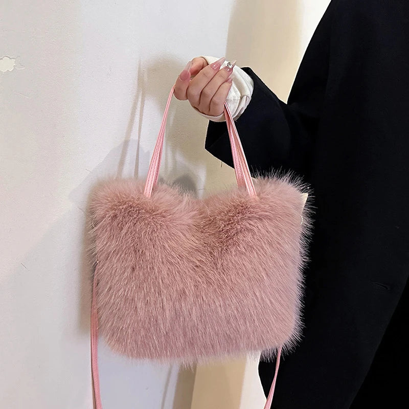 Solid Zipper Women'S Shoulder Bags Ladies Bags on Sale 2024 High Quality Winter Milk Cotton Women'S Handbags Fashion Soft Bolsos