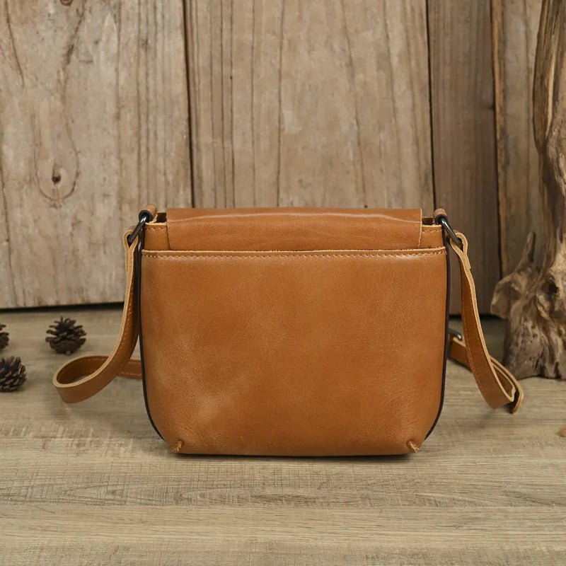 Retro Genuine Leather Women Bag Ladies Bags 2025 New Simple First Layer Cowhide Female Shoulder & Crossbody Bags