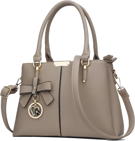 Women's Top Handle Satchel with Three Zippered Compartments - Versatile Handbags and Shoulder Bags