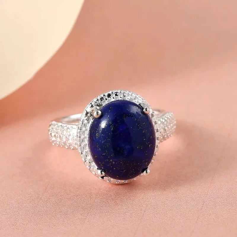 925 Sterling Silver Lapis Lazuli Crystal Chakra Reiki Ring for Women Jewelry Gifts for Women Birthday Gifts