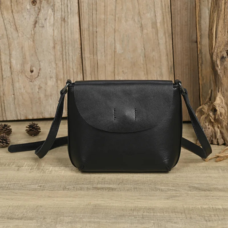 Retro Genuine Leather Women Bag Ladies Bags 2025 New Simple First Layer Cowhide Female Shoulder & Crossbody Bags