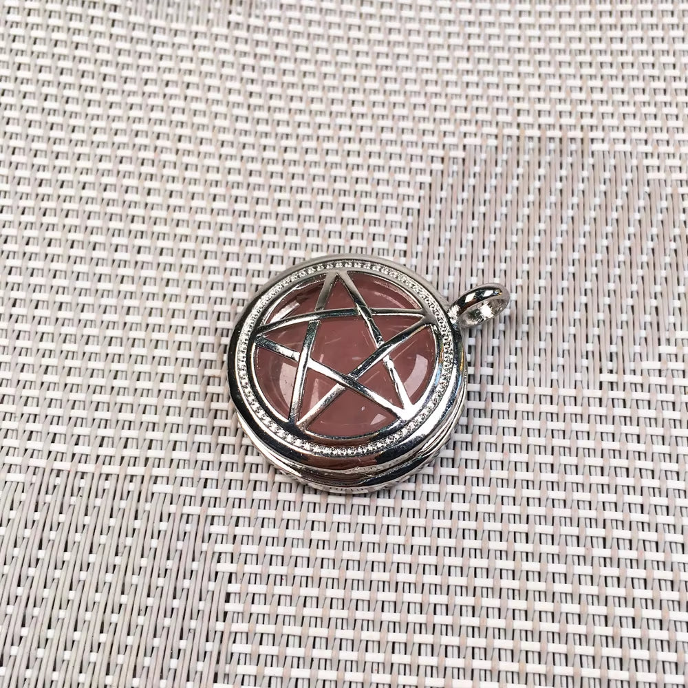 Natural Semi-Precious Stone Pendant round Pentagonal Alloy Cage Charms for Jewelry Making DIY Necklace Accessories Gift