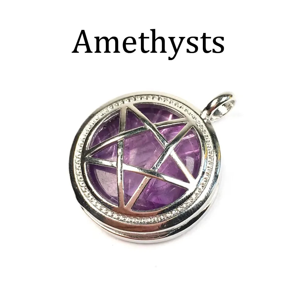 Natural Semi-Precious Stone Pendant round Pentagonal Alloy Cage Charms for Jewelry Making DIY Necklace Accessories Gift