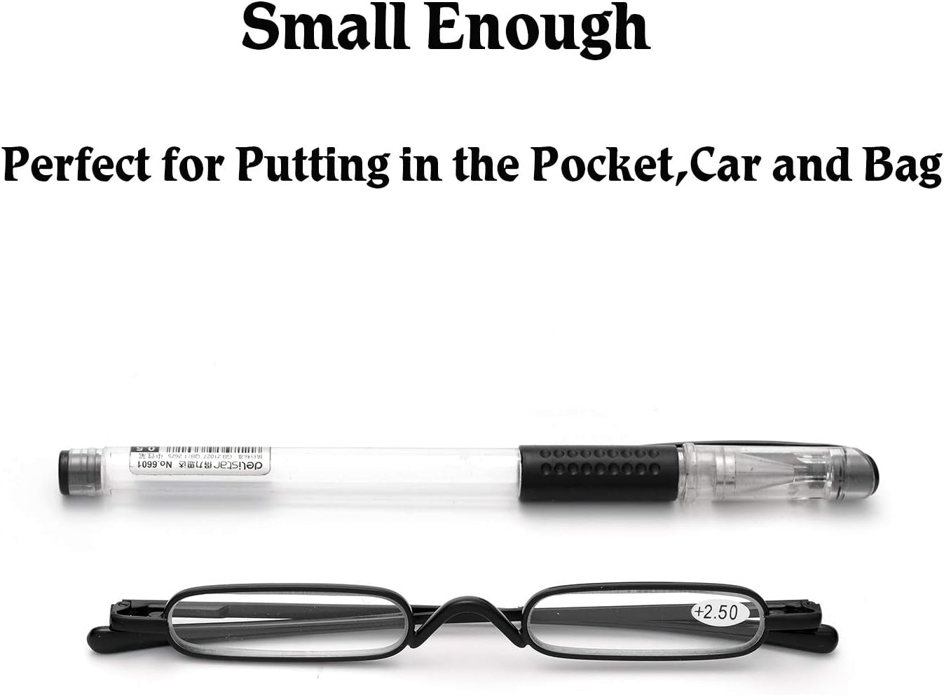 Lightweight Portable Mini Reading Glasses with Pen Clip Tube Case