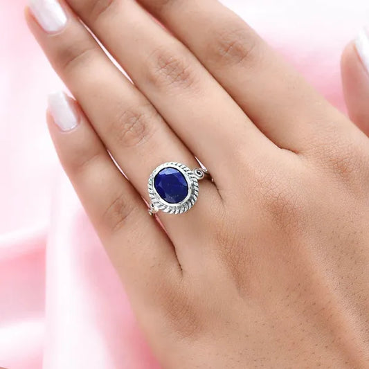 925 Sterling Silver Lapis Lazuli Crystal Chakra Reiki Ring for Women Jewelry Gifts for Women Birthday Gifts