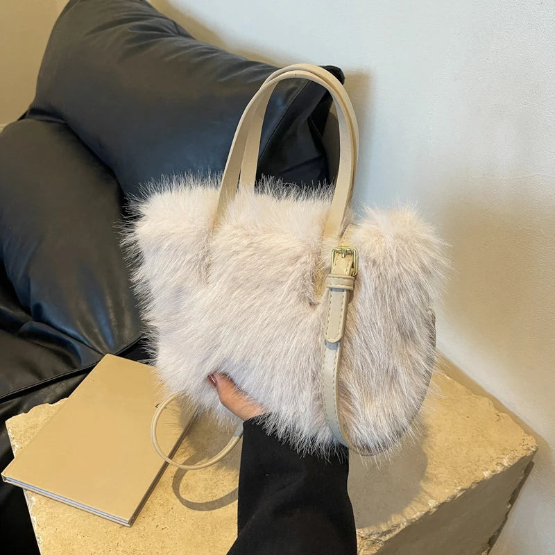 Solid Zipper Women'S Shoulder Bags Ladies Bags on Sale 2024 High Quality Winter Milk Cotton Women'S Handbags Fashion Soft Bolsos