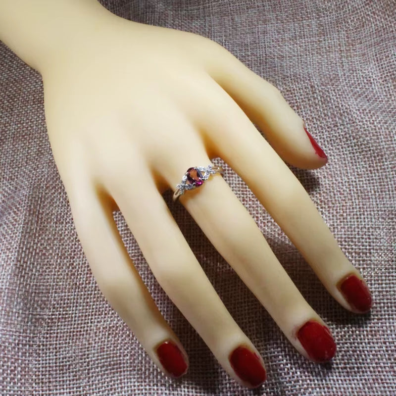 Colife Jewelry Fashion Silver Topaz Ring for Young Girl 5*7Mm Natural Pink Topaz Silver Ring 925 Silver Topaz Jewelry
