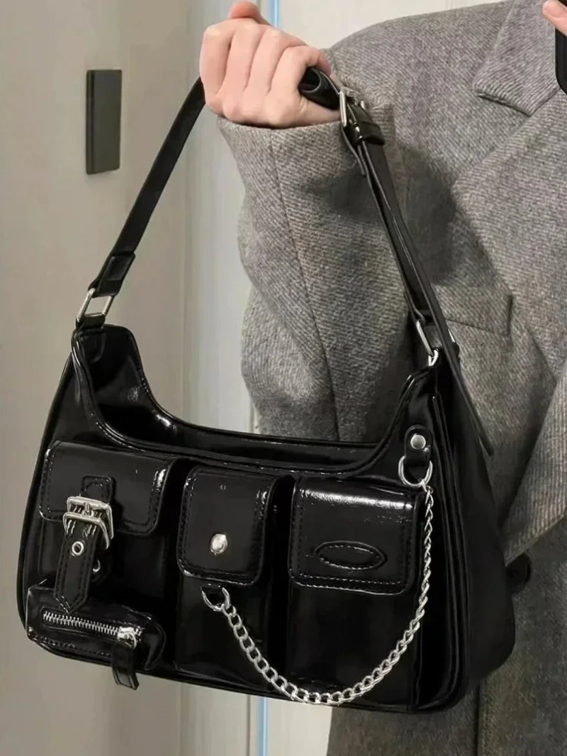 Richme Punk Bolso Mujer Fashion 2025 Trend New Design Chains Crossbody Shoulder Bags Harajuku Y2K PU Individuality Ladies Bags