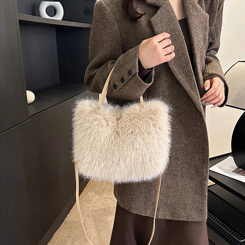 Solid Zipper Women'S Shoulder Bags Ladies Bags on Sale 2024 High Quality Winter Milk Cotton Women'S Handbags Fashion Soft Bolsos