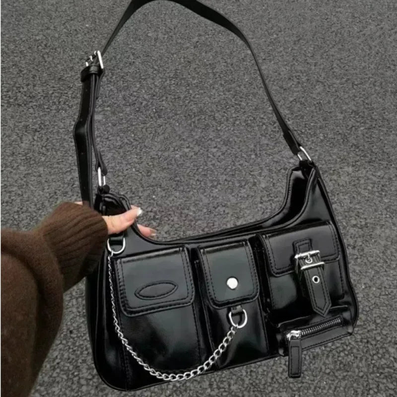 Richme Punk Bolso Mujer Fashion 2025 Trend New Design Chains Crossbody Shoulder Bags Harajuku Y2K PU Individuality Ladies Bags