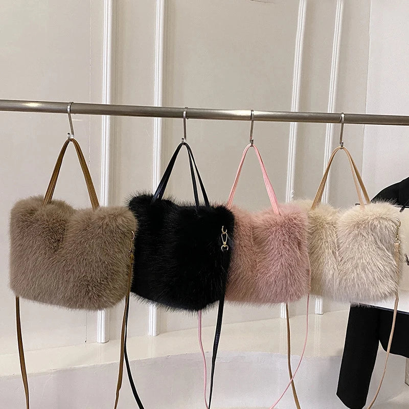 Solid Zipper Women'S Shoulder Bags Ladies Bags on Sale 2024 High Quality Winter Milk Cotton Women'S Handbags Fashion Soft Bolsos