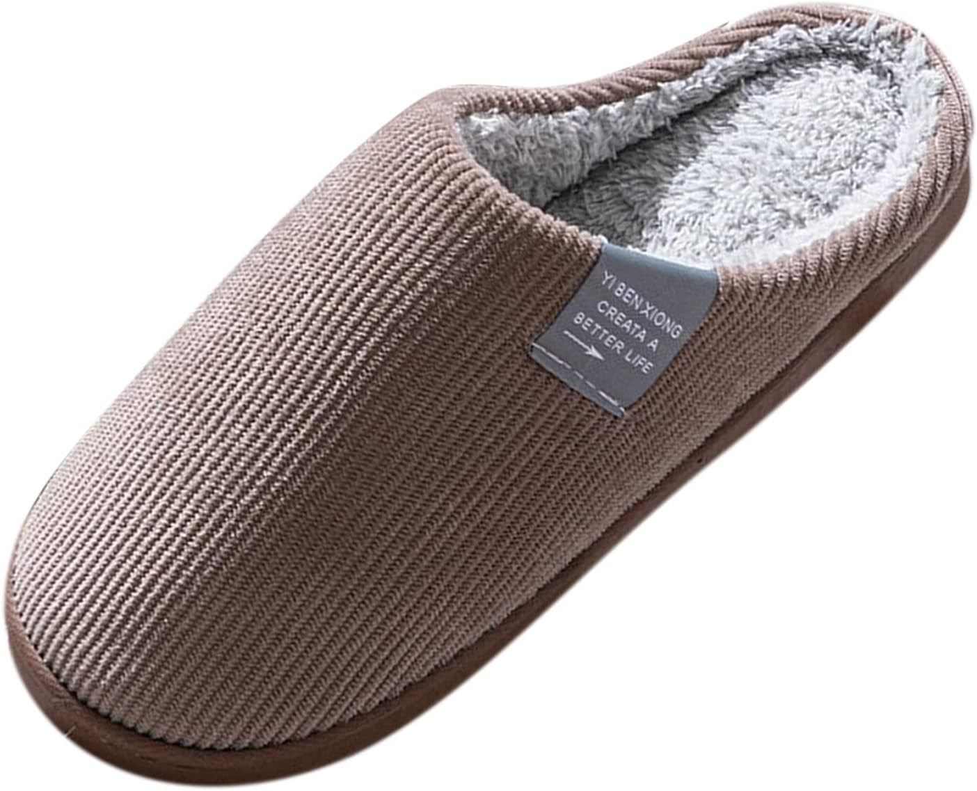 Women'S Slippers Men'S Warm Slippers Winter Warm Memory Foam House Slippers Soft Cozy Fuzzy Non-Slip Clog Slipper