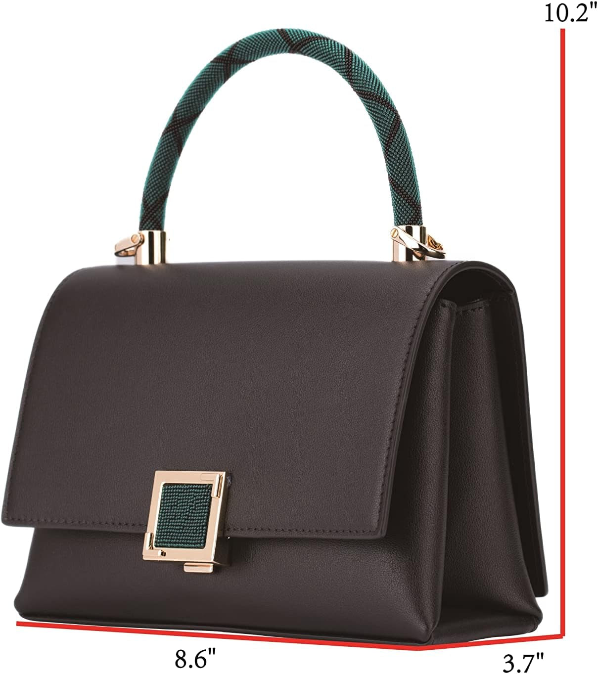 Women's Top Layer Leather Crossbody Handbag - Elegant One-Shoulder Design for Professional Use (LW002) - Black