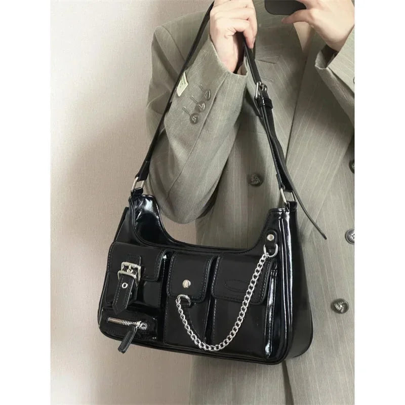 Richme Punk Bolso Mujer Fashion 2025 Trend New Design Chains Crossbody Shoulder Bags Harajuku Y2K PU Individuality Ladies Bags