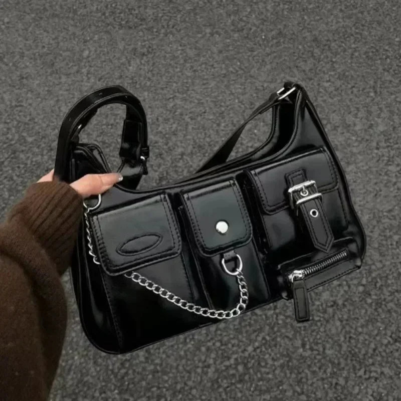 Richme Punk Bolso Mujer Fashion 2025 Trend New Design Chains Crossbody Shoulder Bags Harajuku Y2K PU Individuality Ladies Bags