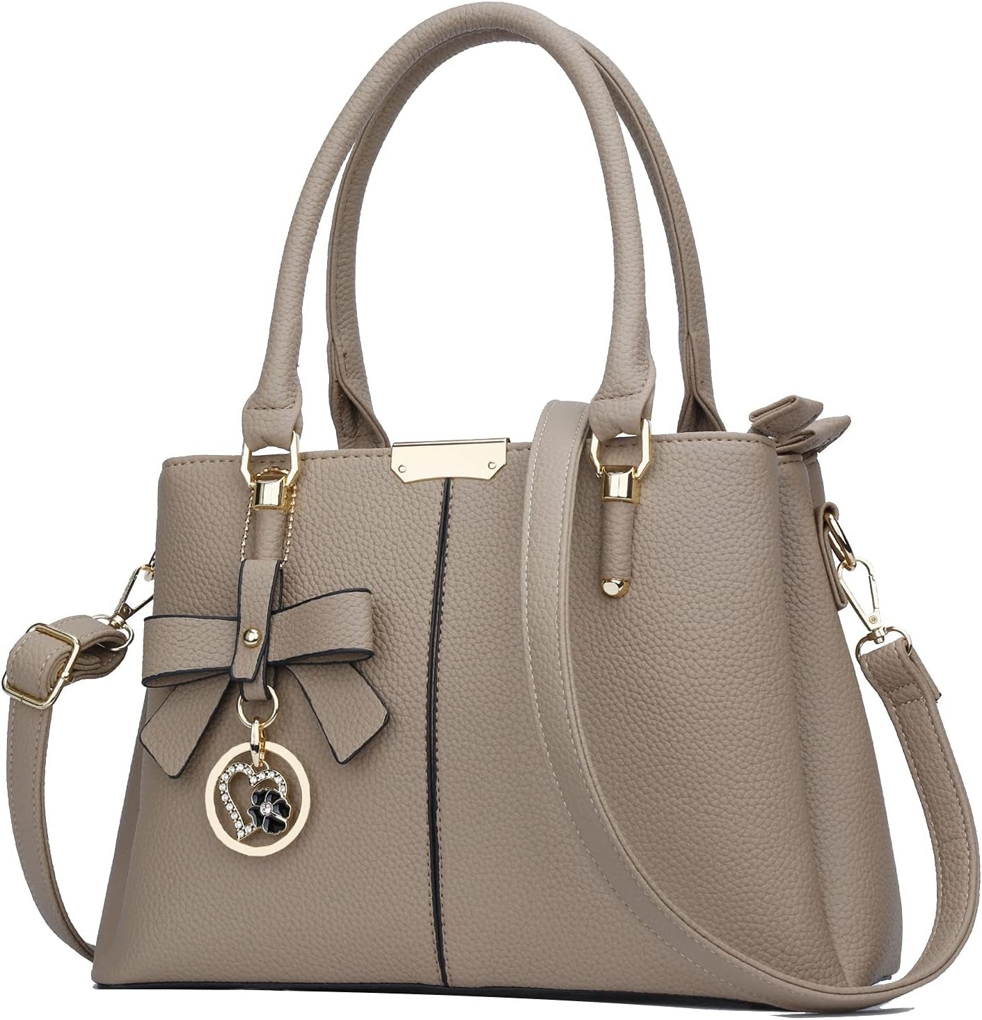 Women's Top Handle Satchel with Three Zippered Compartments - Versatile Handbags and Shoulder Bags