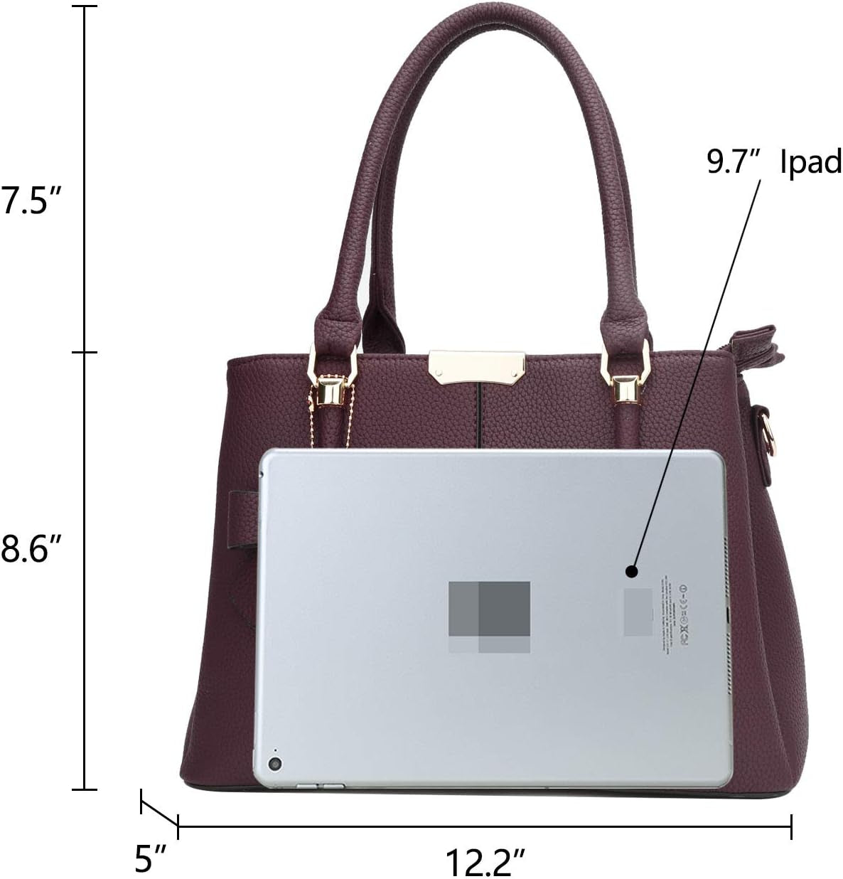 Women's Top Handle Satchel Handbags with Three Zippered Compartments