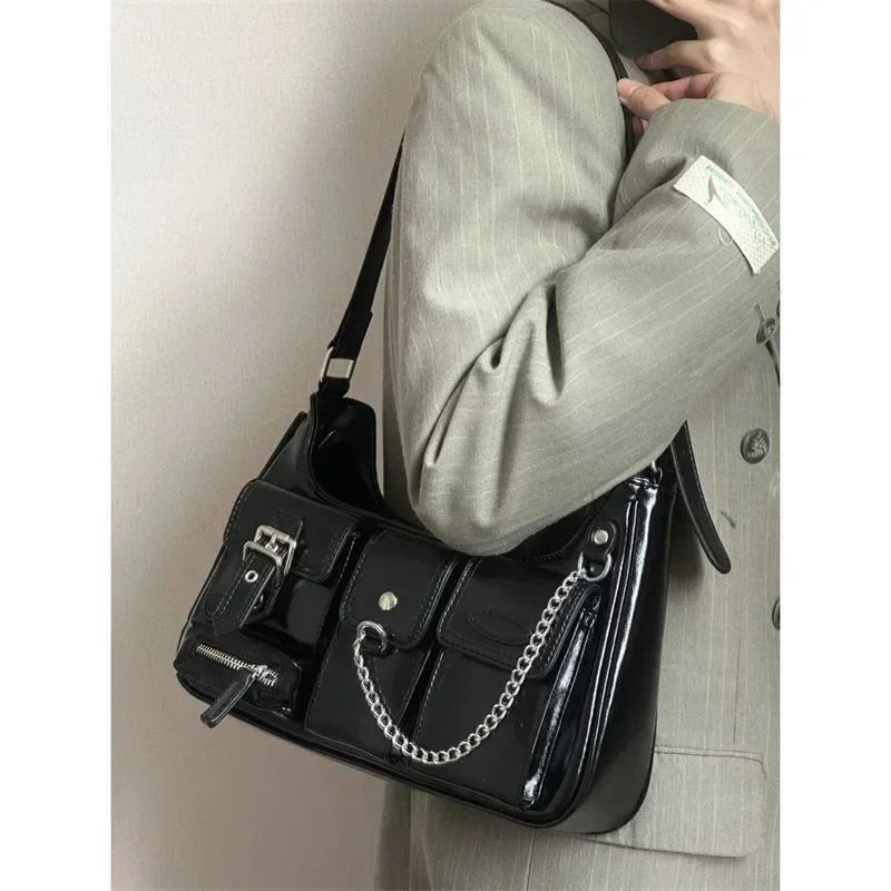 Richme Punk Bolso Mujer Fashion 2025 Trend New Design Chains Crossbody Shoulder Bags Harajuku Y2K PU Individuality Ladies Bags