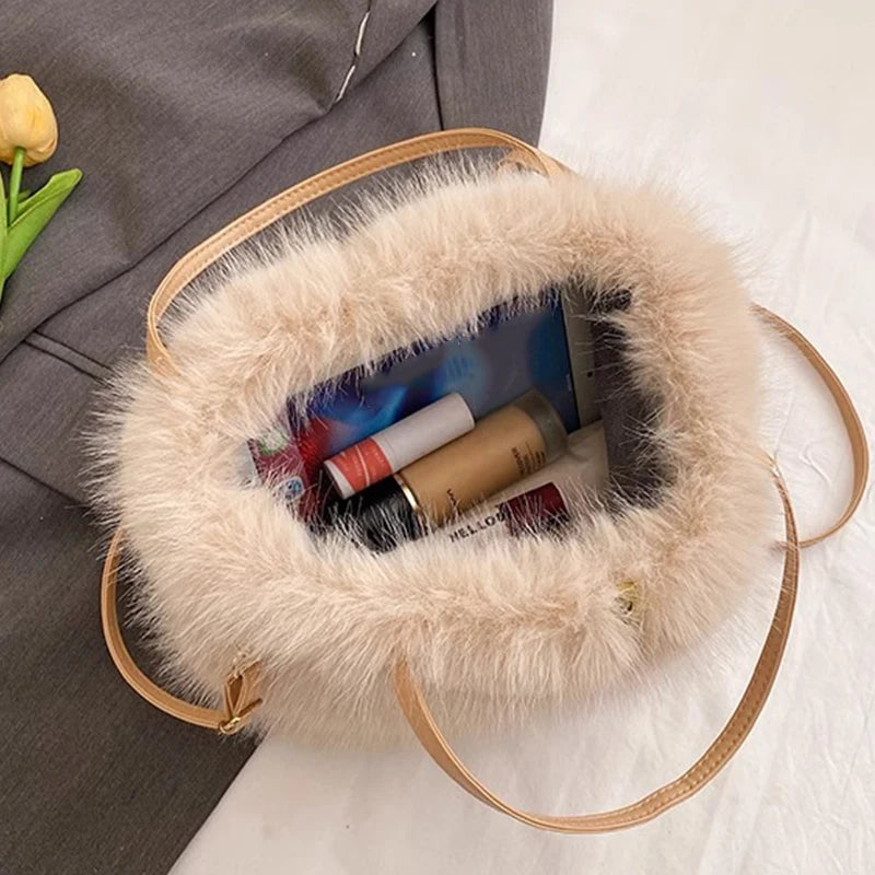 Solid Zipper Women'S Shoulder Bags Ladies Bags on Sale 2024 High Quality Winter Milk Cotton Women'S Handbags Fashion Soft Bolsos